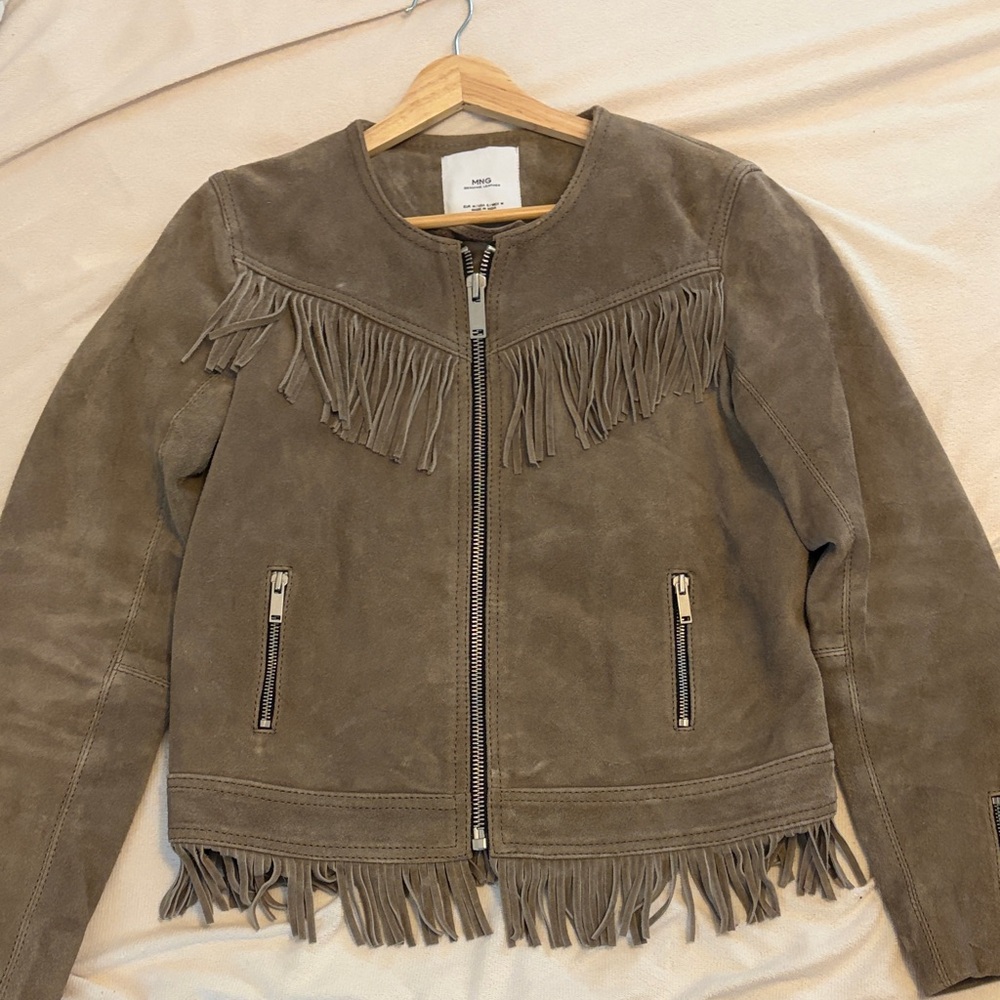 Mango Suede Fringe Jacket